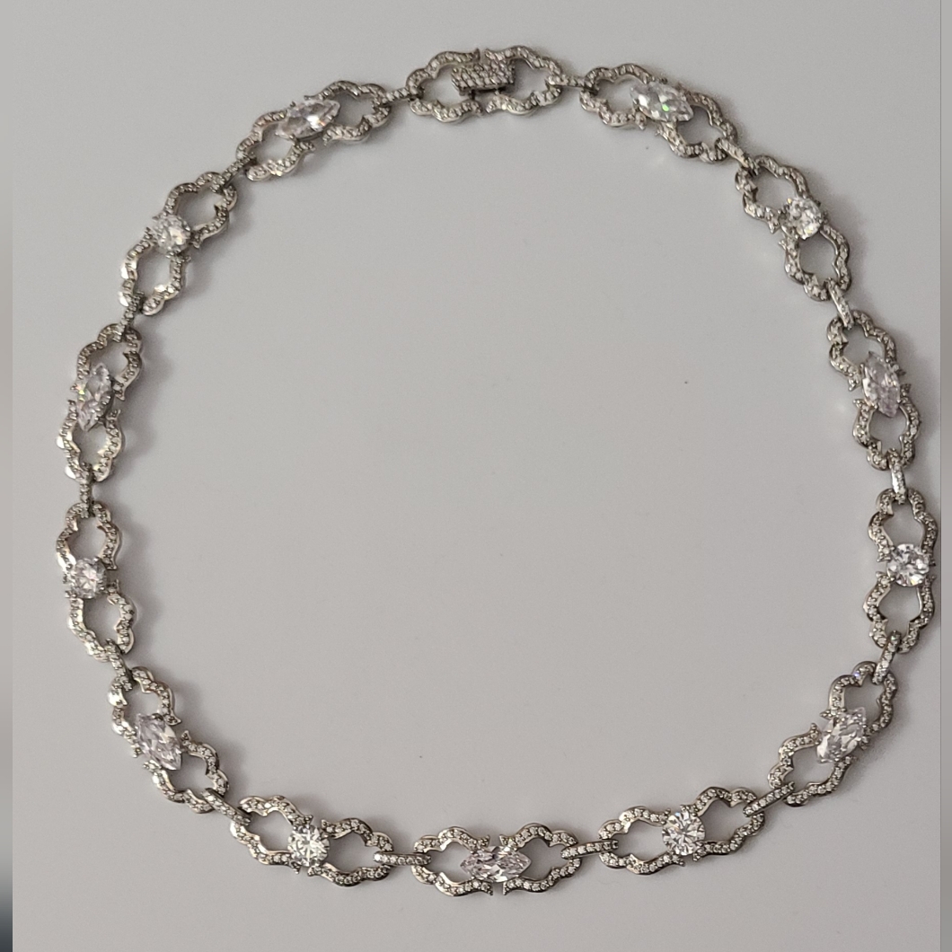 Vintage Carolee Art Deco Style Austrian Crystal Necklace Marquee Round Stones 85$